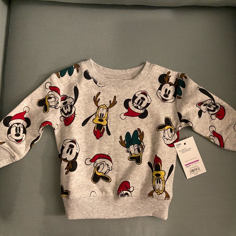 Disney Christmas gray sweatshirt 12 month
